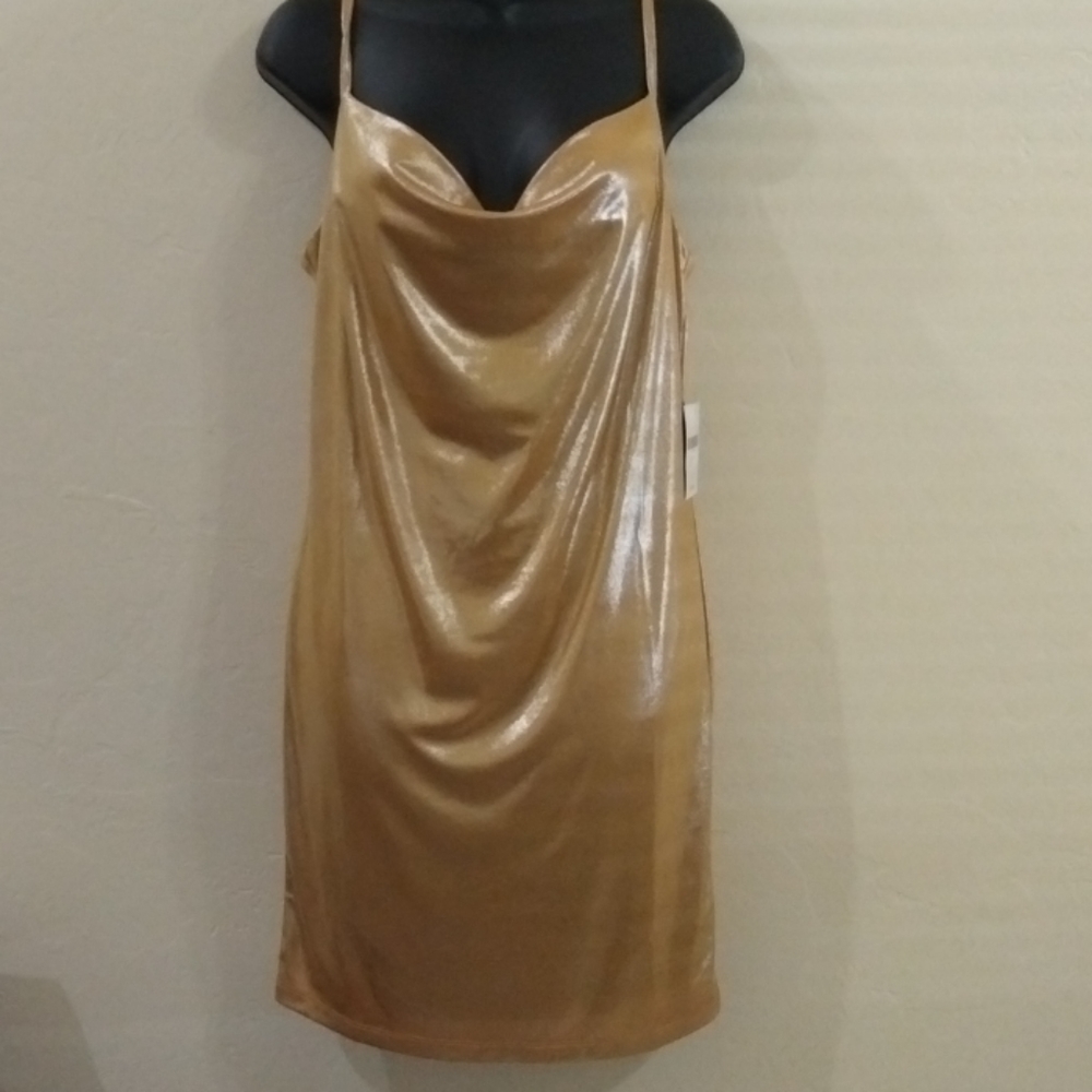 Ladies size L shimmery gold dress